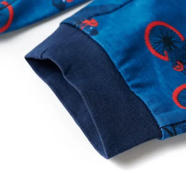 Laste puuvillane pidžaamakomplekt karu ja jalgrattaga, pikkade varrukatega, sinine, suurus 116 – 8