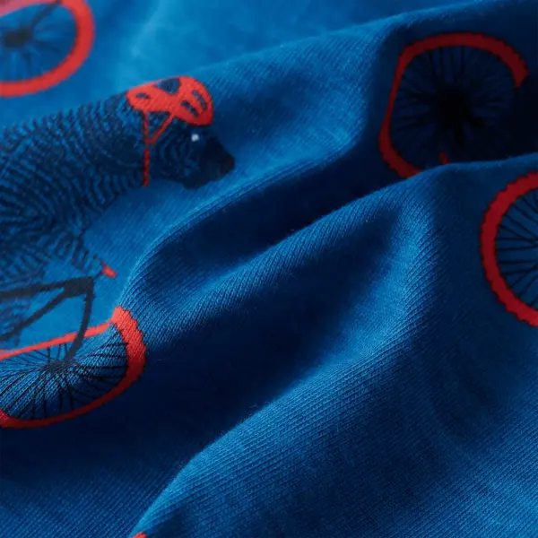 Laste puuvillane pidžaamakomplekt karu ja jalgrattaga, pikkade varrukatega, sinine, suurus 116 – 9