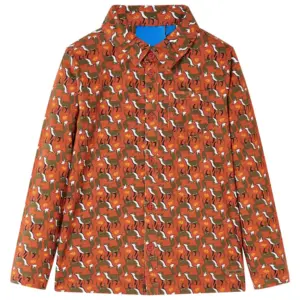 Laste puuvillane pikkade varrukatega särk rebasemustriga, hele roostevärv, suurus 104