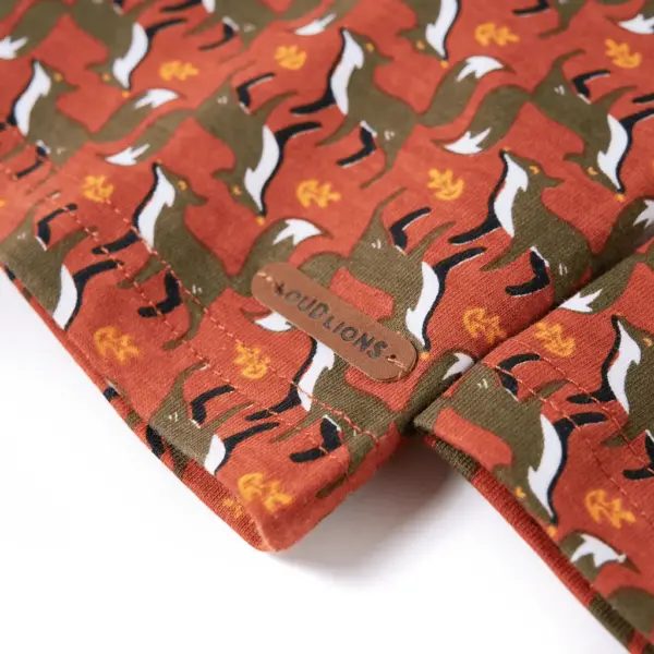 Laste puuvillane pikkade varrukatega särk rebasemustriga, hele roostevärv, suurus 104 – 5