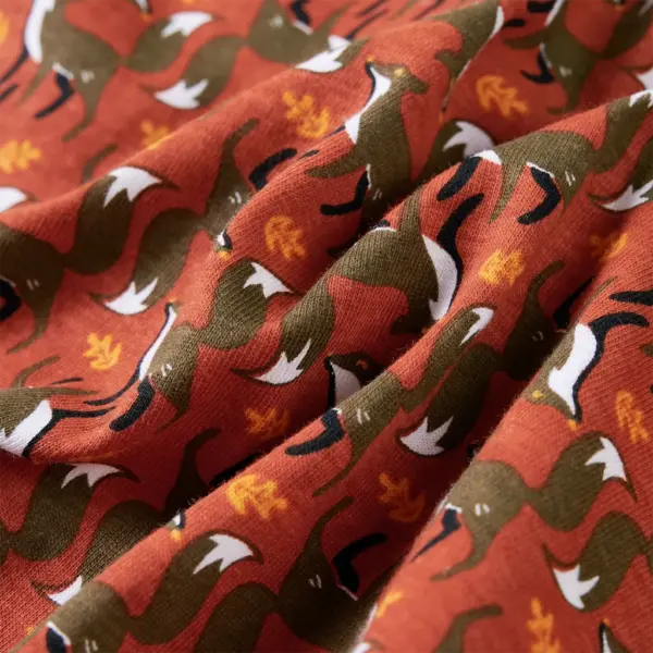 Laste puuvillane pikkade varrukatega särk rebasemustriga, hele roostevärv, suurus 104 – 7