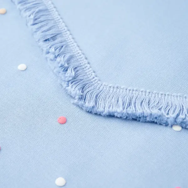 Laste sinine dressipluus värviliste täppide ja narmastega, suurus 92 – 4