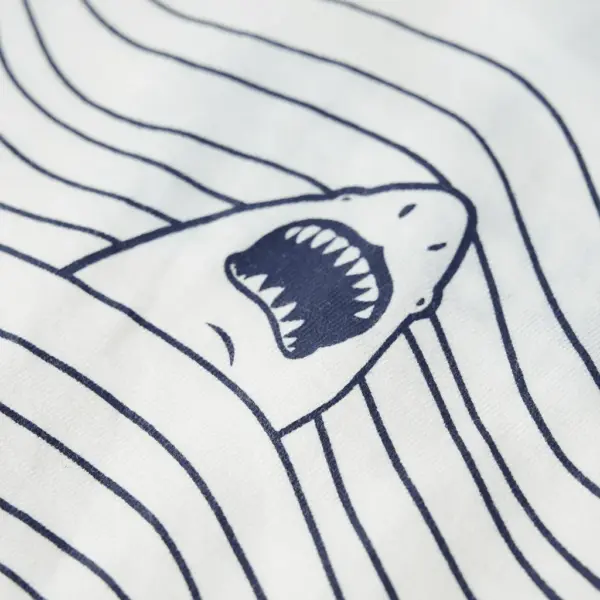 Laste T-särk haikalatrükiga, ekrüü, 100% puuvill, suurus 128 – 4