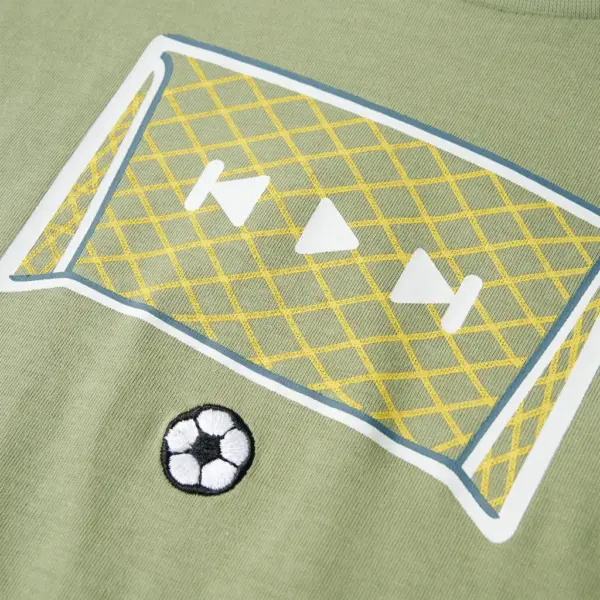Laste T-särk jalgpallivärava kujundusega, hele khaki, 100% puuvill, suurus 116 (5–6 a) – 4