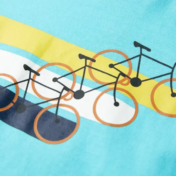 Laste T-särk jalgrattatrüki ja lühikeste varrukatega, sinine, 100% puuvill, suurus 116 – 4