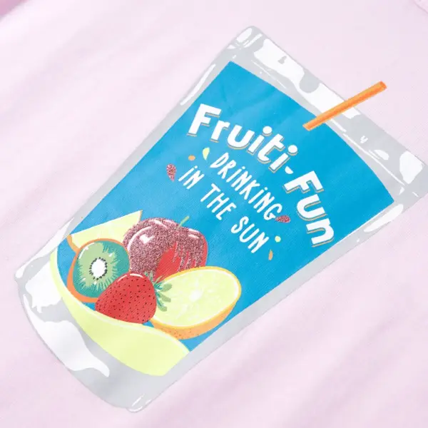 Laste T-särk joogitopsi pildiga, heleroosa, suurus 140 – 4