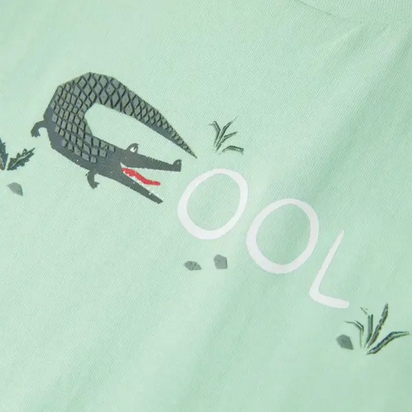 Laste T-särk krokodillikujundusega, heleroheline, 100% puuvill, lühikeste varrukatega, suurus 116 (5–6 a) – 4