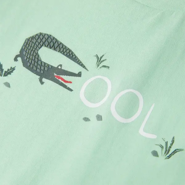 Laste T-särk krokodillikujundusega, heleroheline, 100% puuvill, suurus 92 – 4