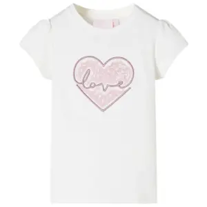 Laste T-särk litritega südamega, ekrüü, suurus 116