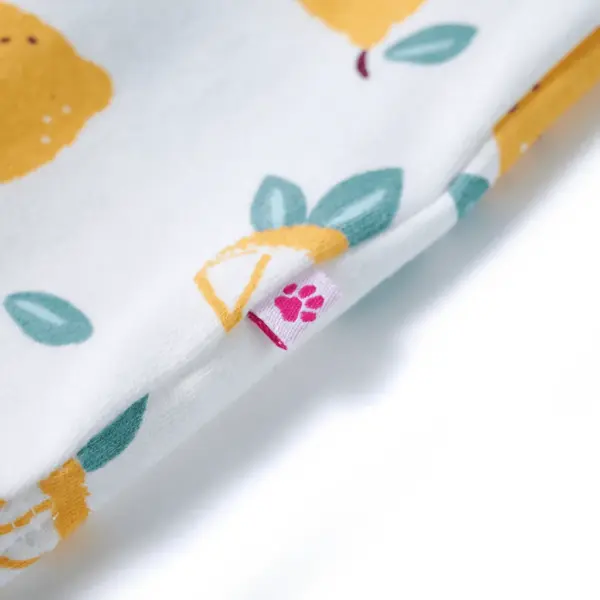 Laste T-särk sidrunimustriga ja seotava alläärega, ekrüü, 100% puuvill, suurus 128 (7–8 a) – 4