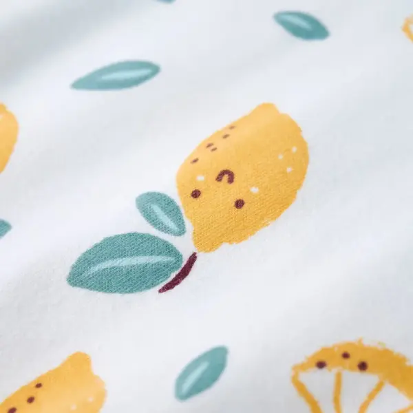 Laste T-särk sidrunimustriga ja seotava alläärega, ekrüü, 100% puuvill, suurus 128 (7–8 a) – 6