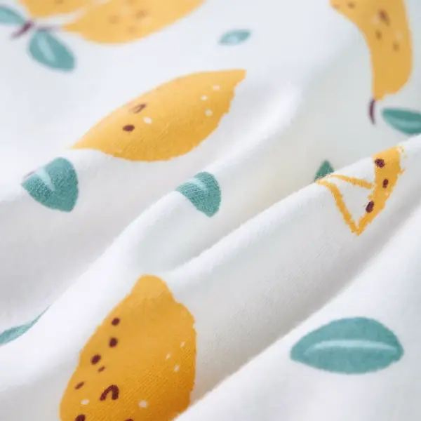 Laste T-särk sidrunimustriga ja seotava alläärega, ekrüü, 100% puuvill, suurus 128 (7–8 a) – 7