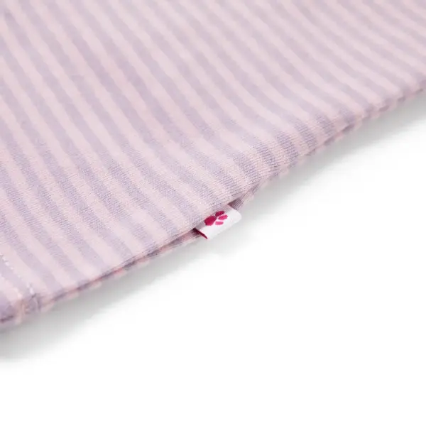 Laste volangvarrukatega T-särk, lilla triibuline, maasikatrükiga, suurus 116 – 5