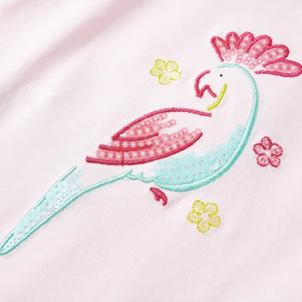 Laste top papagoi tikandiga, elastsete õlapaeltega, heleroosa, suurus 128 – 4