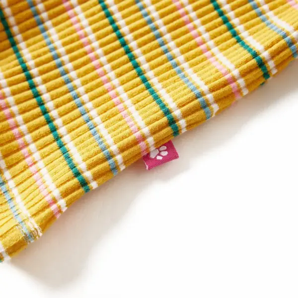 Pikkade varrukatega laste soonikkoes triibuline särk poolkõrge kaelusega, ooker, suurus 128 – 4