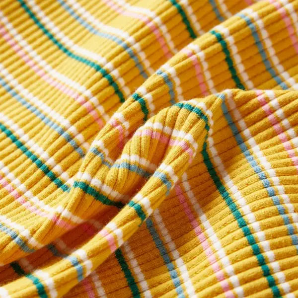 Pikkade varrukatega laste soonikkoes triibuline särk poolkõrge kaelusega, ooker, suurus 128 – 7