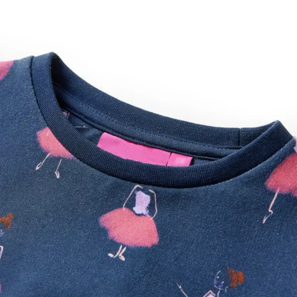 Laste tumesinine kleit baleriiniprindiga ja pingutusnööriga vöökohaga, suurus 140 – 3