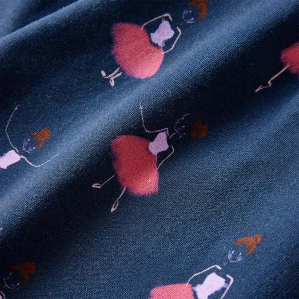 Laste tumesinine kleit baleriiniprindiga ja pingutusnööriga vöökohaga, suurus 140 – 7