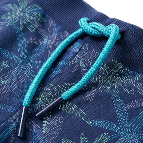 Laste lühikesed püksid pingutusnööriga, taimemustriga, tumesinine, suurus 128 (7–8 a) – 4