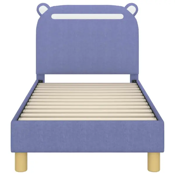 Laste voodiraam peatoe ja hoiutaskutega, 70 x 140 cm, denimsinine kangas, tehispuitraam – 5