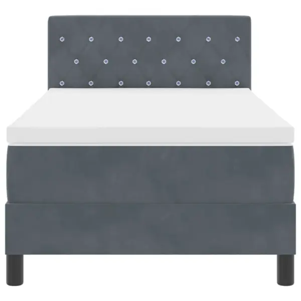 LED-valgustusega boxspring-voodi madratsiga, tumehall samet, 100 x 200 cm – 7