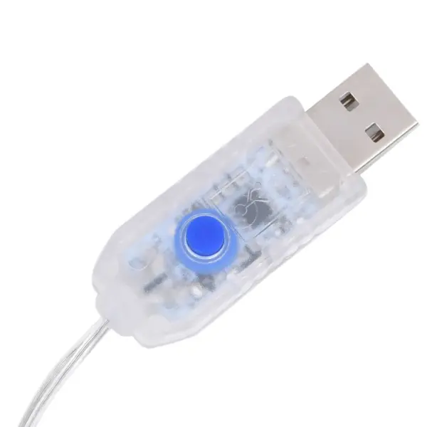 LED haldjatulede kett 20 m, 200 LEDi, külm valge, 8 valgusrežiimiga, USB, 3 m pikendusjuhe – 11