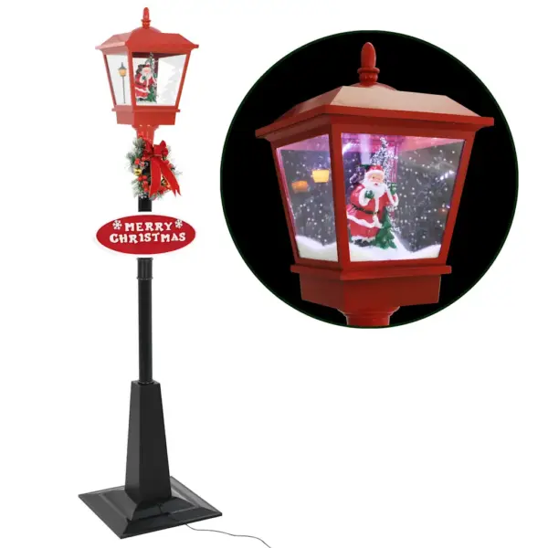 LED jõulu tänavalamp lumesajuefektiga, jõuluvanaga laternas, 180 cm – 5