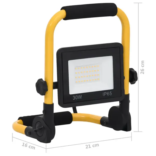 Käepidemega LED-prožektor, 30 W, külm valge, must-kollane, 21 x 16 x 26 cm – 12