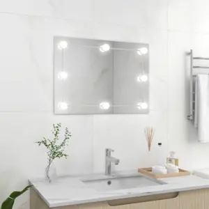 LED seinapeegel meigiks, raamita, hõbedane, 70 x 50 cm, soe ja külm valgus, USB