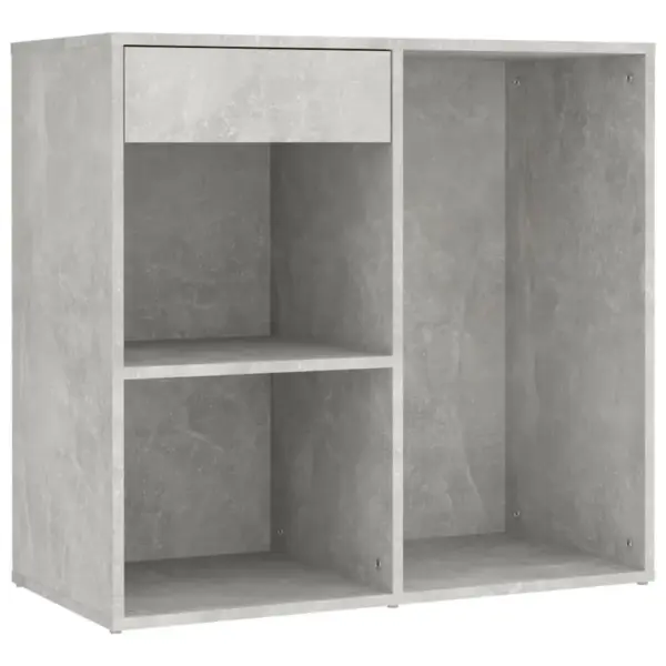 LED-valgustusega tualettlaud peegli ja 2 kapiga, betoonhall, tehispuit – 9