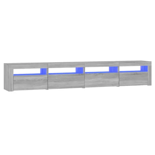 LED-tuledega telerialus, 3-osaline, hall Sonoma tamm, 240 x 35 x 40 cm – 2