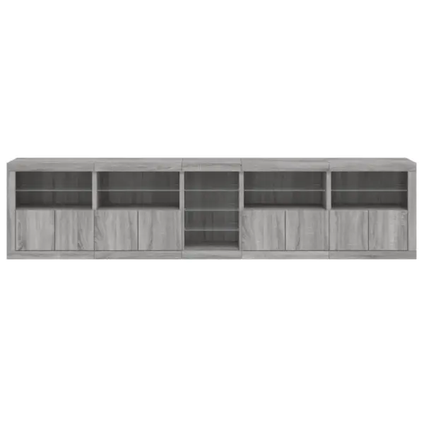 LED-valgustitega puhvetkappide komplekt, hall Sonoma tamm, 283 x 37 x 67 cm – 7