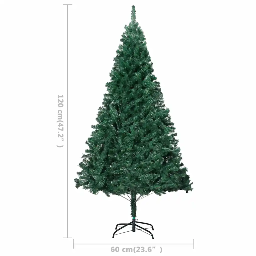 LED-valgustusega kunstjõulupuu kuulidega, roheline PVC, 120 cm