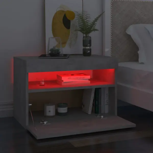 LED-valgustusega öökapid, 2 tk, betoonhall tehispuit, 60 x 35 x 40 cm – 5