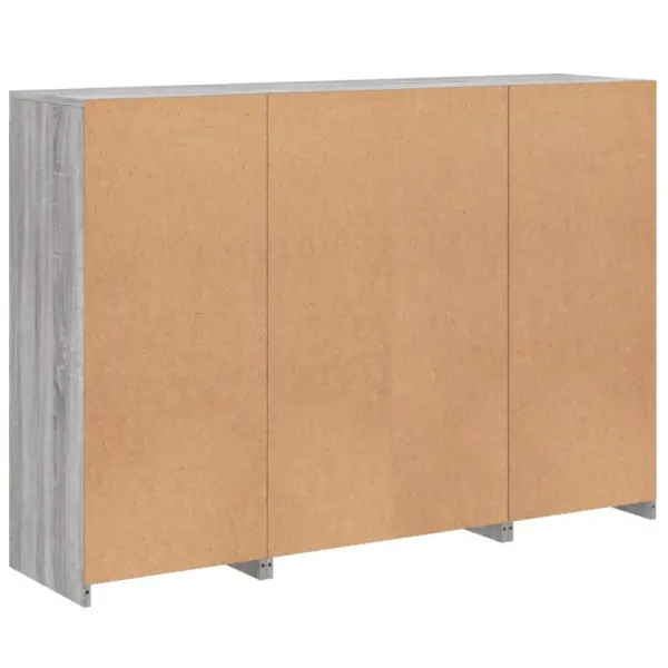 LED-valgustusega puhvetkappide komplekt, 3 tk, hall Sonoma tamm, tehispuit ja klaas, 142,5 x 37 x 100 cm – 10