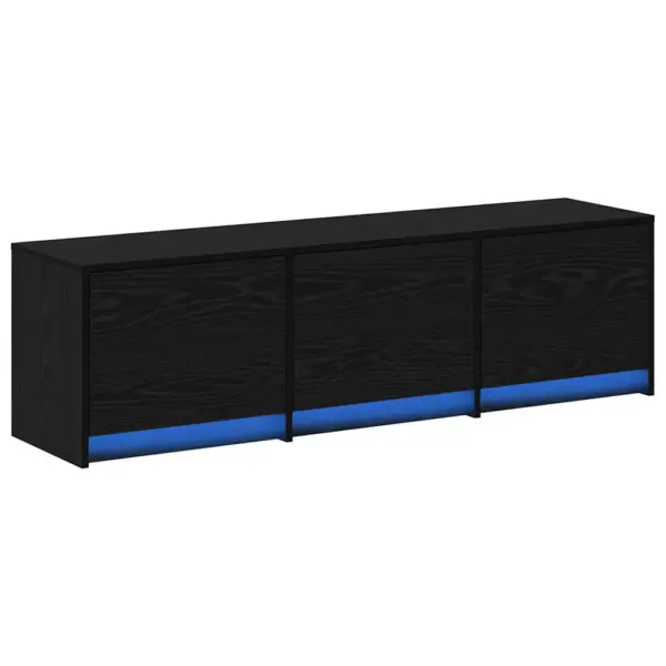 LED-valgustusega TV-kapp sahtliga, must tamm, tehispuit, 140 x 34 x 40 cm – 2