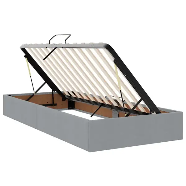 Helehall kangast kaheinimesevoodi LED-ribavalguse ja panipaigaga, 180 x 200 cm, madratsiga – 8