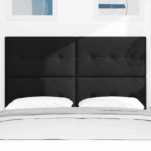 RGB LED-valgustusega voodi peats, must polüester, 144 cm – 3