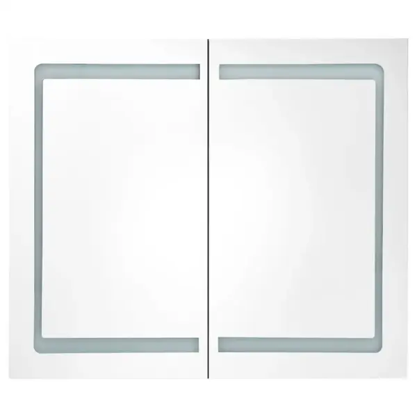 LED vannitoa peegelkapp kahe ukse ja 3 siseriiuliga, betoonhall, 80 x 12 x 68 cm – 4