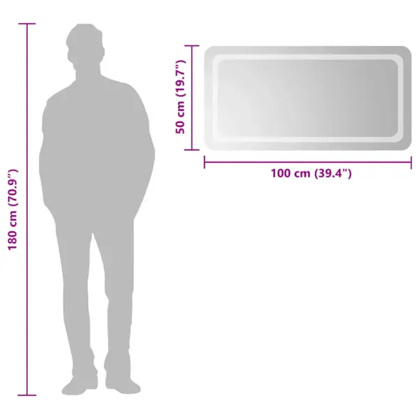 LED vannitoapeegel IP65 kaitseastmega, USB-ühendusega, 100 x 50 cm – 6