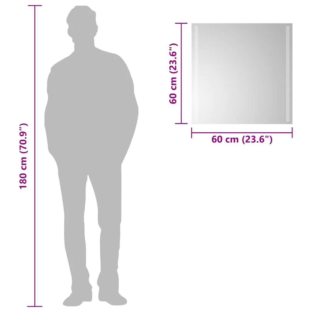LED vannitoapeegel IP65, 60 x 60 cm, klaas