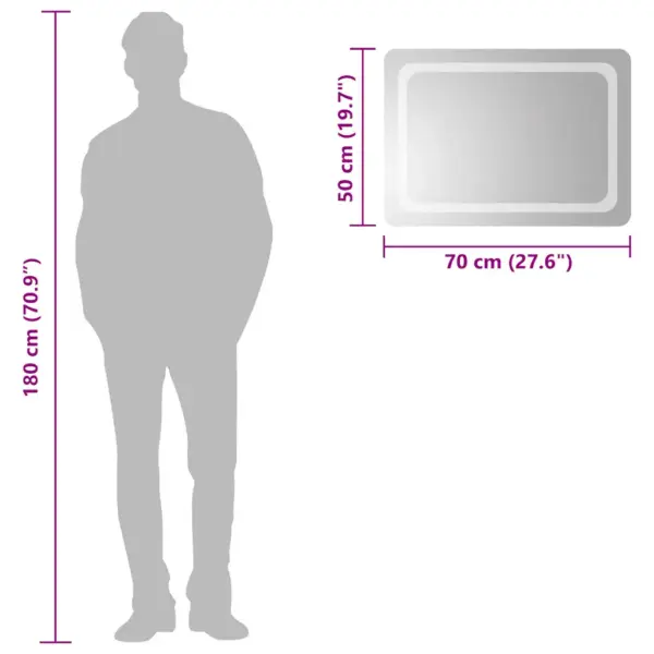 LED-vannitoapeegel IP65 kaitsega, USB-ühendusega, 70 x 50 cm – 6