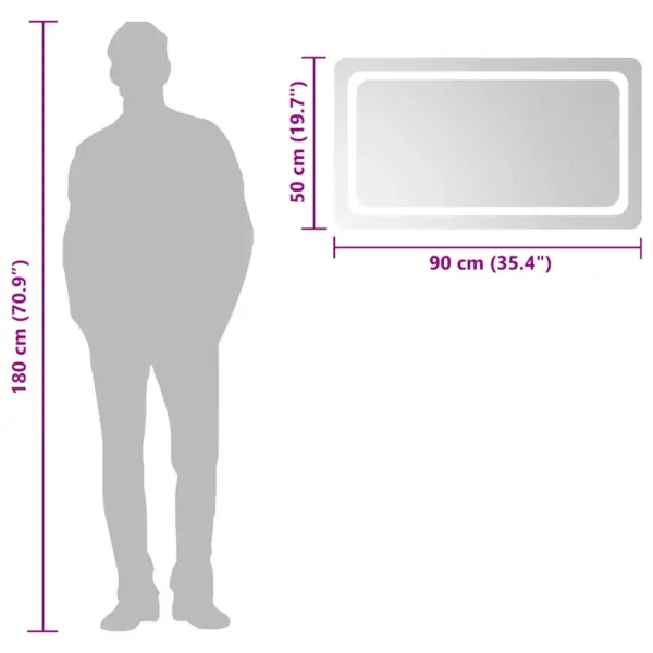 LED-vannitoapeegel IP65 kaitseklassiga, 90 x 50 cm, USB-toitega – 6