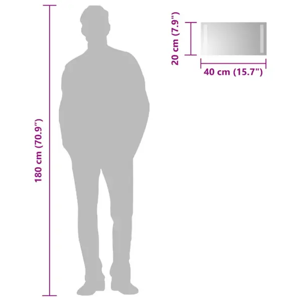 LED-vannitoapeegel IP65 kaitsega, USB-toitega, 40 x 20 cm – 6