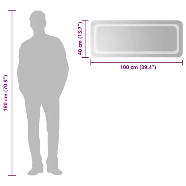 LED-vannitoapeegel IP65 kaitse ja USB-liidesega, 100 x 40 cm - 6