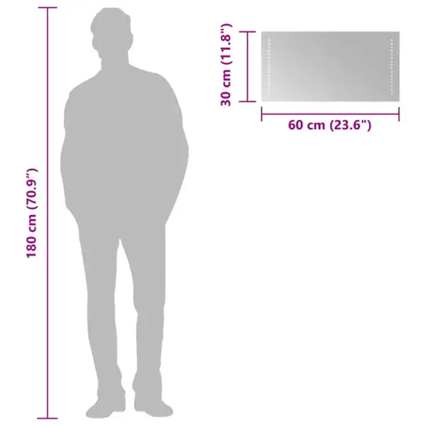 LED-vannitoapeegel IP65 kaitsega, USB-toitega, 60 x 30 cm – 10