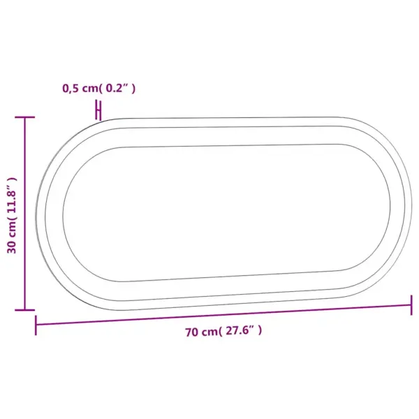 LED vannitoapeegel IP65 kaitsega, ovaalne, USB-toitega, klaasist, 70 x 30 cm - 13