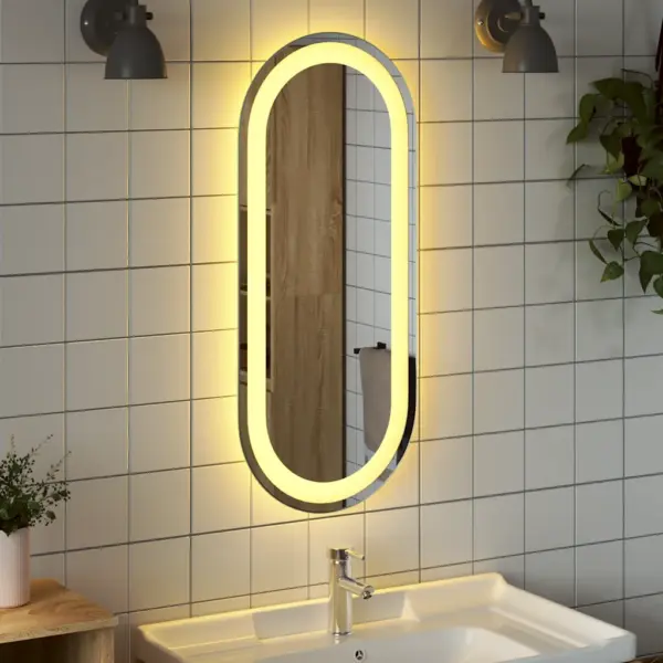 LED vannitoapeegel IP65 kaitsega, ovaalne, USB-toitega, klaasist, 70 x 30 cm - 3