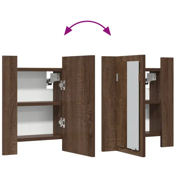 LED-vannitoapeegelkapp RGB-valgustiga, pruun tamm, tehispuit, 40 x 12 x 45 cm – 11