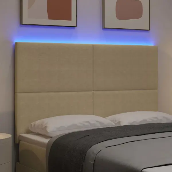 LED-valgustusega polsterdatud voodi peats, hallikasroheline polüster, reguleeritava kõrgusega, 160 x 5 x 128 cm – 4